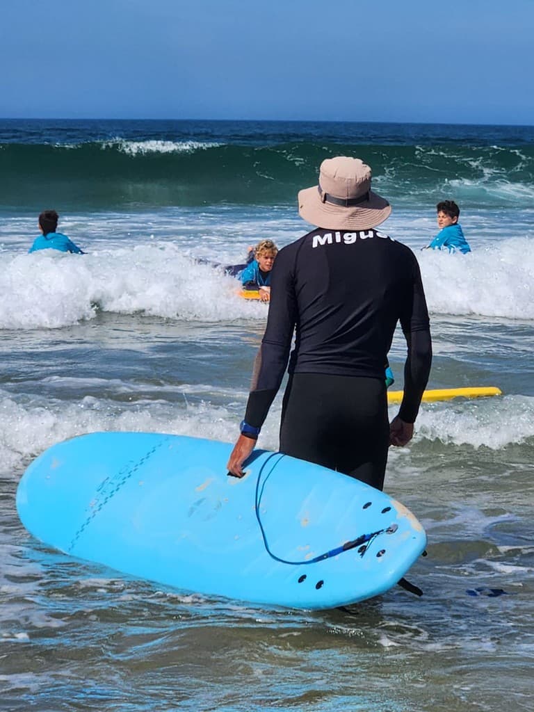 Surf instructor watching the waves